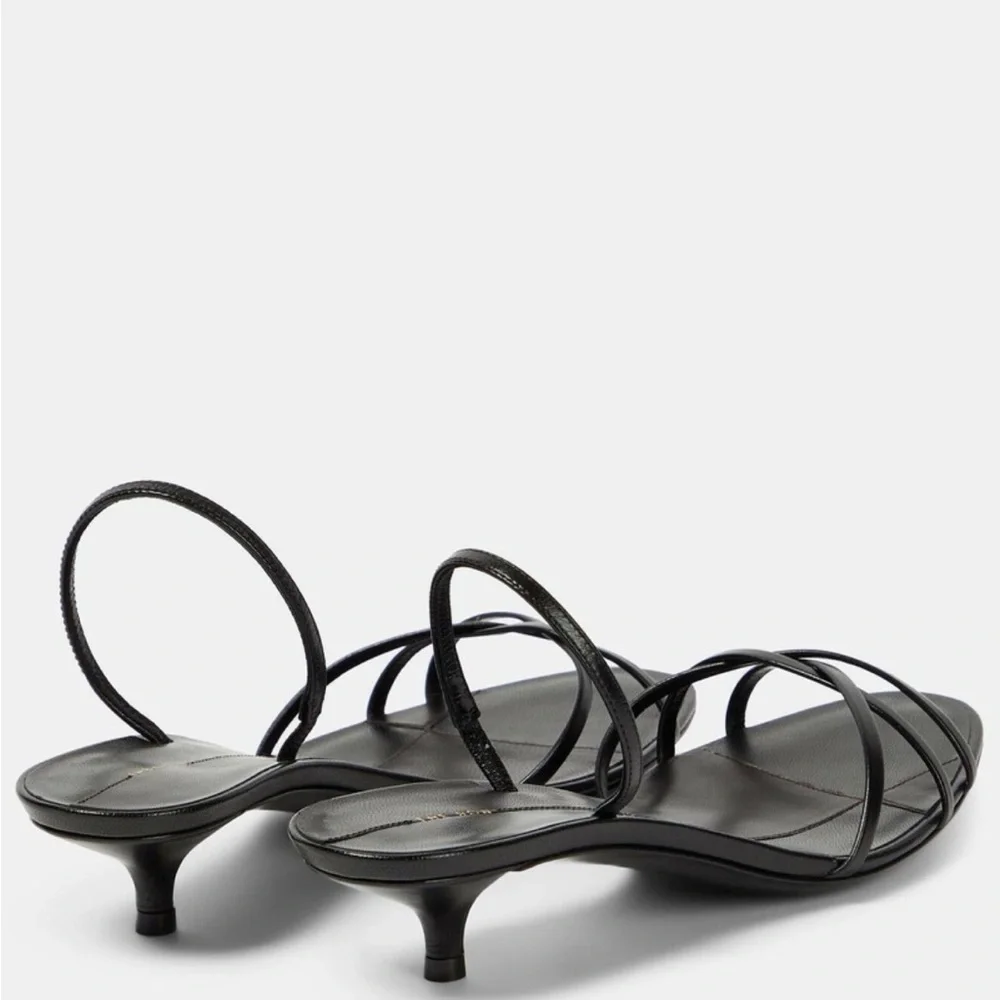 The Row Harlow Black Strappy Slingback Kitten Heel Sandals - Picture 3 of 6